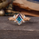 Kite Cut Nature-Inspired Alexandrite Engagement Ring